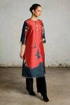 Saksham & Neharicka Red Dupion Embroidery Round Neck Droid Printed And Kurta Online at Aza Fashions Saksham & Neharicka_Red Dupion Embroidery Round Neck Droid Printed And Kurta _Online_at_Aza_Fashions