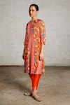 Saksham & Neharicka_Orange Cotton, Silk Pearls, Embroidery Round Jamini Printed And Kurta Pant Set _Online_at_Aza_Fashions