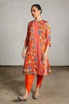 Shop_Saksham & Neharicka_Orange Cotton, Silk Pearls, Embroidery Round Jamini Printed And Kurta Pant Set _Online_at_Aza_Fashions