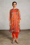 Buy_Saksham & Neharicka_Orange Cotton, Silk Pearls, Embroidery Round Jamini Printed And Kurta Pant Set _at_Aza_Fashions
