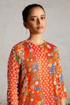Saksham & Neharicka_Orange Cotton, Silk Pearls, Embroidery Round Jamini Printed And Kurta Pant Set _at_Aza_Fashions