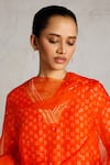 Saksham & Neharicka_Orange Cotton, , Organza Beads, Shankha Printed And Embroidered Kurta Set _Online_at_Aza_Fashions