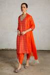 Buy_Saksham & Neharicka_Orange Cotton, , Organza Beads, Shankha Printed And Embroidered Kurta Set _Online_at_Aza_Fashions