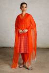 Saksham & Neharicka_Orange Cotton, , Organza Beads, Shankha Printed And Embroidered Kurta Set _at_Aza_Fashions