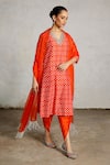 Shop_Saksham & Neharicka_Orange Cotton, , Organza Beads, Shankha Printed And Embroidered Kurta Set 