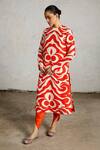 Saksham & Neharicka_Orange Viscose, Dupion Round Neck Pola Printed Kurta _Online_at_Aza_Fashions