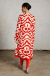 Shop_Saksham & Neharicka_Orange Viscose, Dupion Round Neck Pola Printed Kurta _at_Aza_Fashions