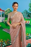 Saksham & Neharicka_Pink Chiffon Sequins, Zari, Madhulika Saree With Unstitched Blouse Piece _Online_at_Aza_Fashions