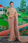 Buy_Saksham & Neharicka_Pink Chiffon Sequins, Zari, Madhulika Saree With Unstitched Blouse Piece _at_Aza_Fashions