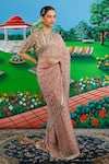 Buy_Saksham & Neharicka_Pink Chiffon Sequins, Zari, Madhulika Saree With Unstitched Blouse Piece _Online_at_Aza_Fashions