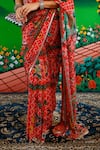Shop_Saksham & Neharicka_Orange Chiffon Sequins, Lakshmi Printed Saree With Unstitched Blouse Piece _Online_at_Aza_Fashions