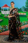 Buy_Saksham & Neharicka_Black Chiffon Embroidery, Diana Printed Saree With Unstitched Blouse Piece _Online_at_Aza_Fashions