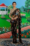 Buy_Saksham & Neharicka_Black Chiffon Embroidery, Diana Printed Saree With Unstitched Blouse Piece _at_Aza_Fashions
