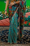 Saksham & Neharicka_Mint Chiffon Sequins, Zari Faria Printed Saree With Unstitched Blouse Piece _Online_at_Aza_Fashions