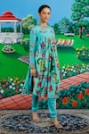 Buy_Saksham & Neharicka_Mint Cotton, Silk Embroidery Round Neck Ketki Printed Kurta And Pant Set _Online_at_Aza_Fashions