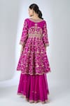 Shop Surbhi Shah Magenta Organza Embroidery, Zari, Sequins V-neck Peplum Kurta Sharara Set at Aza Fashions Shop_Surbhi Shah_Magenta Organza Embroidery, Zari, Sequins V-neck Peplum Kurta Sharara Set _at_Aza_Fashions