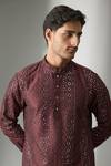 SALIL BHATIA Wine , Modal, Satin, Chanderi Ainaa Mahal Pure Work Kurta Set at Aza Fashions SALIL BHATIA_Wine , Modal, Satin, Chanderi Ainaa Mahal Pure Work Kurta Set _at_Aza_Fashions