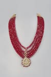 Buy_SALIL BHATIA_Maroon Stone Handmade Layered Mala _at_Aza_Fashions
