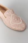 Shop_SALIL BHATIA_Beige Zari, Metallic Thread, Sequins Taj Mahal And Pearl Embellished Loafers _Online_at_Aza_Fashions