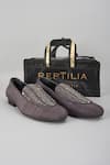 Buy_SALIL BHATIA_Charcoal Sequins, Stones Sheesh Mahal Silk Cutdana Embellished Loafers _at_Aza_Fashions