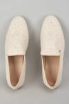 Shop_SALIL BHATIA_Ivory Embroidery, Sequins Pan Boota Thread Embellished Loafers _at_Aza_Fashions
