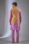 Shop_SALIL BHATIA_Yellow , Chanderi Embroidery Rang Mahal Nehru Jacket Set _at_Aza_Fashions