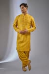 Buy_SALIL BHATIA_Mustard Modal, Satin Embroidery, Sequins Bahaar Mahal Embellished Kurta Set _at_Aza_Fashions