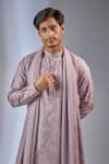 Buy_SALIL BHATIA_Lilac Modal, Satin Embroidery, Sequins Gulab Boota Embellished Kurta Set _Online_at_Aza_Fashions