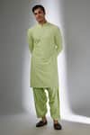 Buy_SALIL BHATIA_Lime Georgette, Modal, Satin Sequins, Anmol Mahal Embellished Kurta Set _at_Aza_Fashions