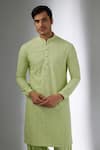 Buy_SALIL BHATIA_Lime Georgette, Modal, Satin Sequins, Anmol Mahal Embellished Kurta Set _Online_at_Aza_Fashions