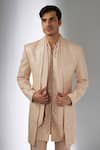 SALIL BHATIA Beige Chanderi Silk Sequins, Reet Mahal Embellished Jacket And Kurta Set Online at Aza Fashions SALIL BHATIA_Beige Chanderi Silk Sequins, Reet Mahal Embellished Jacket And Kurta Set _Online_at_Aza_Fashions