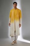 Buy_SALIL BHATIA_Yellow Georgette, Modal, Satin Embroidery Bel Boota Ombre Thread Work Kurta Set _at_Aza_Fashions