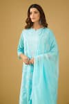 Naintara Bajaj Aqua Chanderi Silk, Shantoon, Kota Doria Embroidery, Chikankari Kurta Set at Aza Fashions Naintara Bajaj_Aqua Chanderi Silk, Shantoon, Kota Doria Embroidery, Chikankari Kurta Set _at_Aza_Fashions