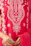 Naintara Bajaj_Red Chanderi Silk, Shantoon, Kota Doria Embroidery, Chikankari Floral Kurta Set _Online_at_Aza_Fashions