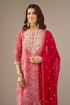 Samyukta Singhania_Red Georgette, Shantoon, Chiffon Embroidery, Zari, Sequins Leheriya Kurta Set _Online_at_Aza_Fashions