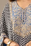Samyukta Singhania_Multi Color Dupion, Silk, Shantoon Embroidery, Chevron Pattern Kaftan With Pant _Online_at_Aza_Fashions