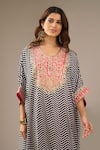 Shop_Samyukta Singhania_Black Dupion, Silk, Shantoon Embroidery, Sequins Chevron Print Kaftan And Pant Set _Online_at_Aza_Fashions