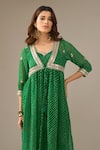 Samyukta Singhania_Green Georgette, Shantoon Gota Patti, Zari, Mothra Embroidered Shrug And Kurta Set _at_Aza_Fashions