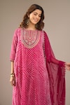 Buy_Samyukta Singhania_Fuchsia Georgette, Shantoon, Chiffon Embroidery, Zari, Leheriya Kurta Set _Online_at_Aza_Fashions