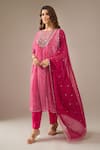 Buy_Samyukta Singhania_Fuchsia Georgette, Shantoon, Chiffon Embroidery, Zari, Leheriya Kurta Set _at_Aza_Fashions