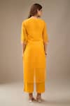 Shop_Samyukta Singhania_Mustard Georgette, Shantoon, Chiffon Embroidery, Zari, Mothra Tie-dye Kurta Set _at_Aza_Fashions
