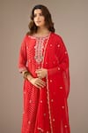 Buy_Samyukta Singhania_Red Georgette, Shantoon, Chiffon Embroidery, Gota Mothra Tie Dye Kurta Set _Online_at_Aza_Fashions
