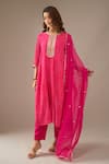 Buy_Samyukta Singhania_Fuchsia Georgette, Shantoon, Chiffon Embroidery, Sequins Mothra Kurta Set _Online_at_Aza_Fashions