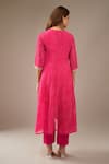 Shop_Samyukta Singhania_Fuchsia Georgette, Shantoon, Chiffon Embroidery, Sequins Mothra Kurta Set _at_Aza_Fashions