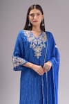 Buy_Samyukta Singhania_Blue Chinon, Silk, Shantoon, Chiffon Embroidery, Gota Bandhani Print Kurta Set _Online_at_Aza_Fashions