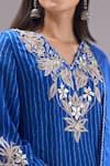 Buy_Samyukta Singhania_Blue Chinon, Silk, Shantoon, Chiffon Embroidery, Gota Bandhani Print Kurta Set 
