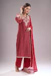 Buy_Samyukta Singhania_Red Chinon, Silk, Shantoon, Chiffon Gota Patti, Zari, Bandhani Print Kurta Set _Online_at_Aza_Fashions