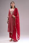 Buy_Samyukta Singhania_Red Chinon, Silk, Shantoon, Chiffon Gota Patti, Zari, Bandhani Print Kurta Set _at_Aza_Fashions