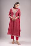 Buy_Samyukta Singhania_Pink Chinon, Silk, Shantoon, Chiffon Embroidery, Gota Bandhani Print Kurta Set _at_Aza_Fashions