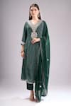 Buy_Samyukta Singhania_Green Chinon, Silk, Shantoon, Chiffon Embroidery, Gota Patti Printed Kurta Set _at_Aza_Fashions